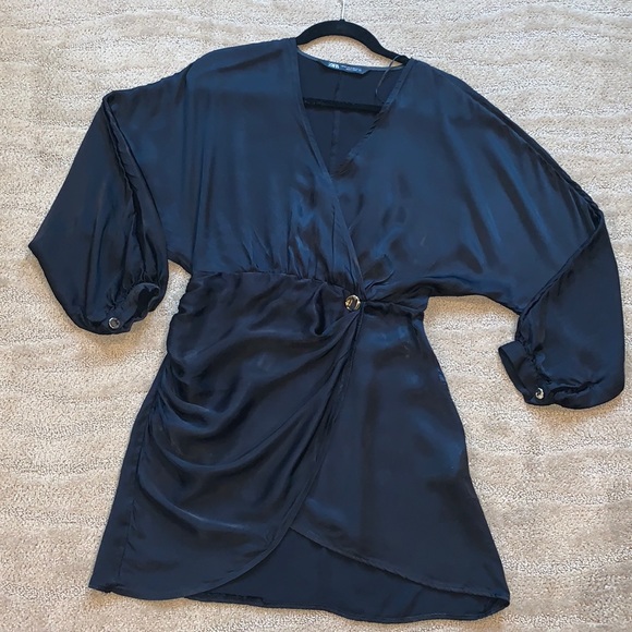 Zara Dresses Zara Satin Effect Wrap Dress Poshmark